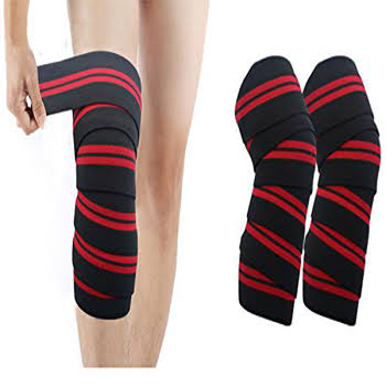 Knee Wraps (Pair) 72’’(inch) 4 Rubber for Cross Training WODs, Gym Workout, Weightlifting, Fitness & Powerlifting - Squatting. Compression & Elastic Support - For Men & Women