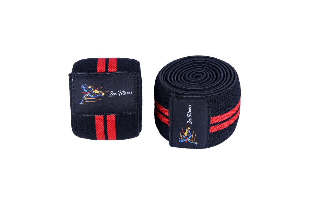 Knee Wraps (Pair) 72’’(inch) 4 Rubber for Cross Training WODs, Gym Workout, Weightlifting, Fitness & Powerlifting - Squatting. Compression & Elastic Support - For Men & Women