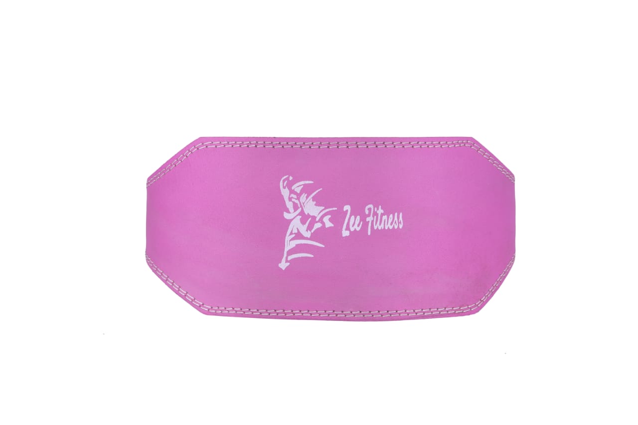 Leather Weight Lifting Belt (Pink) – 6 Inches Wide Padded Gym Belt for Men and Women